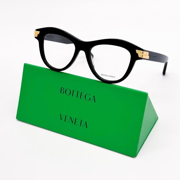 NEW BOTTEGA VENETA EYEGLASSES BV1105O 001 CAT EYE BLACK WOMEN EYEWEAR - Picture 1 of 10
